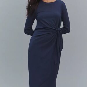 Anthropologie Daily Practice Midnight Blue Long Sleeve Midi Dress